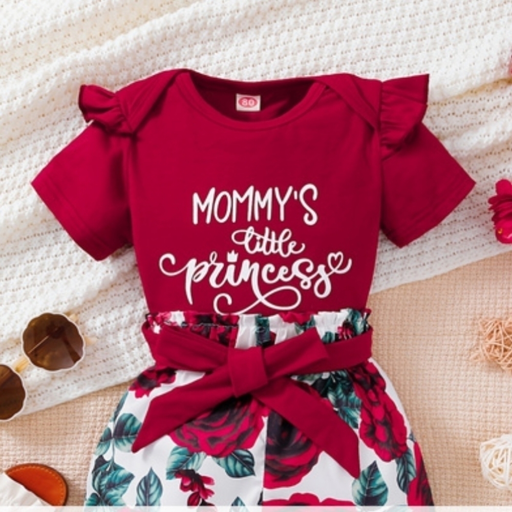 2pcs Girls Short Set Sizes  6-9M to 18-24M